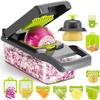 Vegetable Chopper Dicer and Slicer, Oricean® 7 Stainless Steel Blades, with Storage Container