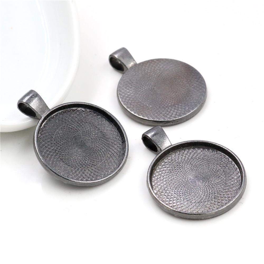 10pcs 20mm Inner Size Classic 5 Colors Plated One Sided Double Hanging Simple Style Cabochon Base Setting Charms Pendant
