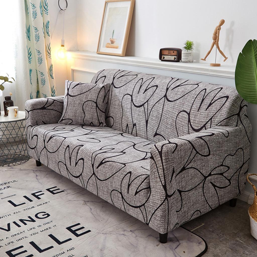 Non?slip Elastic Printing Dustproof Slipcover Sofa Cover Cushion Cover (For 4 People Couch)