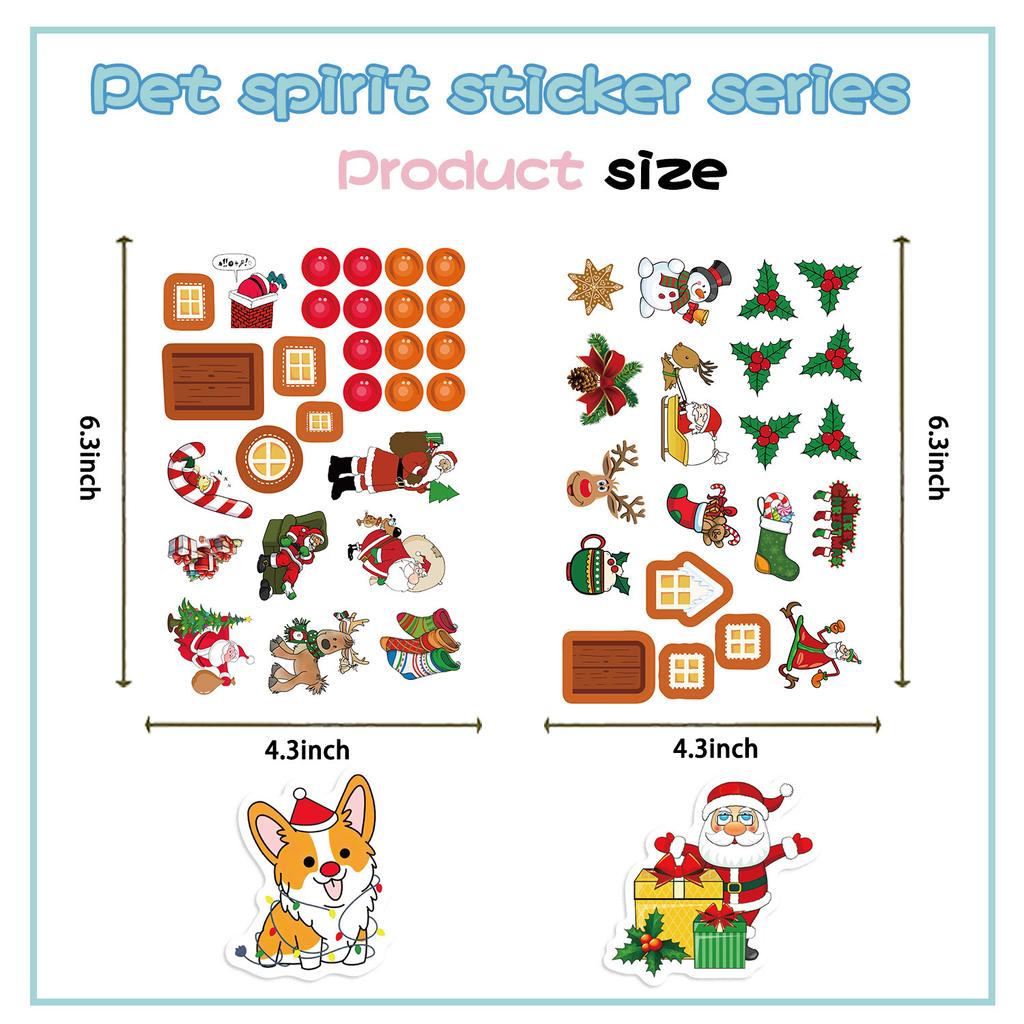 8 Cartoon Festival Weihnachtsfeier Collage DIY Guka Handkonto Handyhülle Laptop Szenendekoration