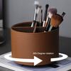 Rotating Pencil Holder Round Pen Organizer Slots Multifunctional Desk with 4 Faux Leather Accessories Organizer