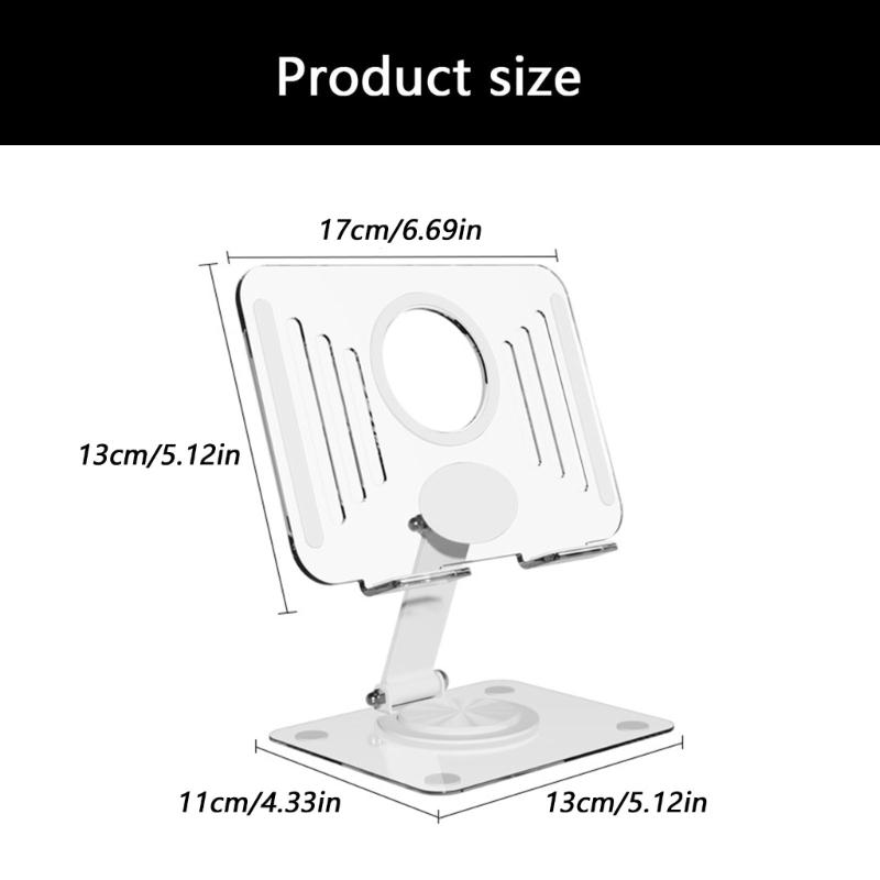 Universal Acrylic Transparents Tablets Stand With 360 Degree Rotation And Foldable Design For 12.9Inch Devices
