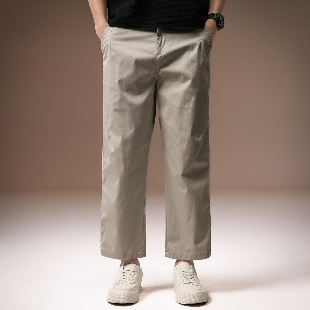 High-end American trendy brand ice silk cool nine-point casual pants men's spring new loose and versatile wide-leg straight-leg pants