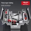 Portable Three-Layer Stainless Steel Toolbox: Multifunctional Folding Storage for Home and Car