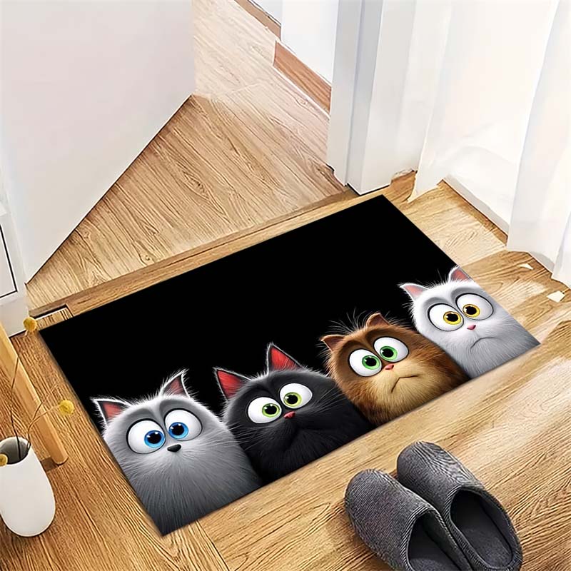 Cute Orange Cat Paws Non-Slip Doormat, Animal Print Entryway Floor Mat