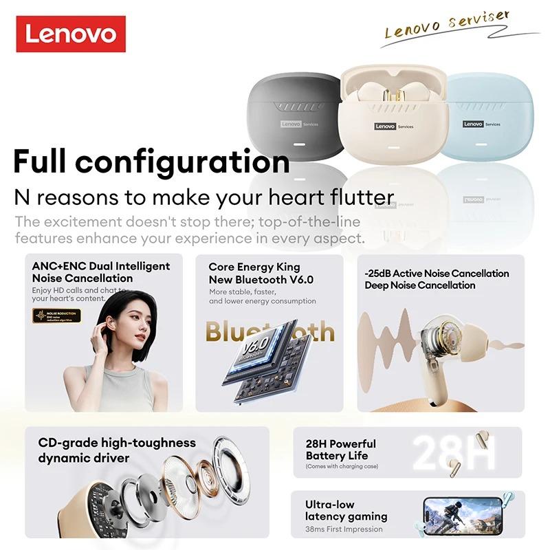 Lenovo LE217 TWS Wireless Bluetooth V6.0 Headphones Long Battery Game Noise Cancelling Sport Earbuds 3D Stereo Sound 38ms Ultra-low Latency Headset