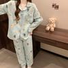 Harajuku Style Sweet Cute Dog Print Women's Pajamas Nightwear Pajamas Set Outside Wearable Women Sleepwear Set