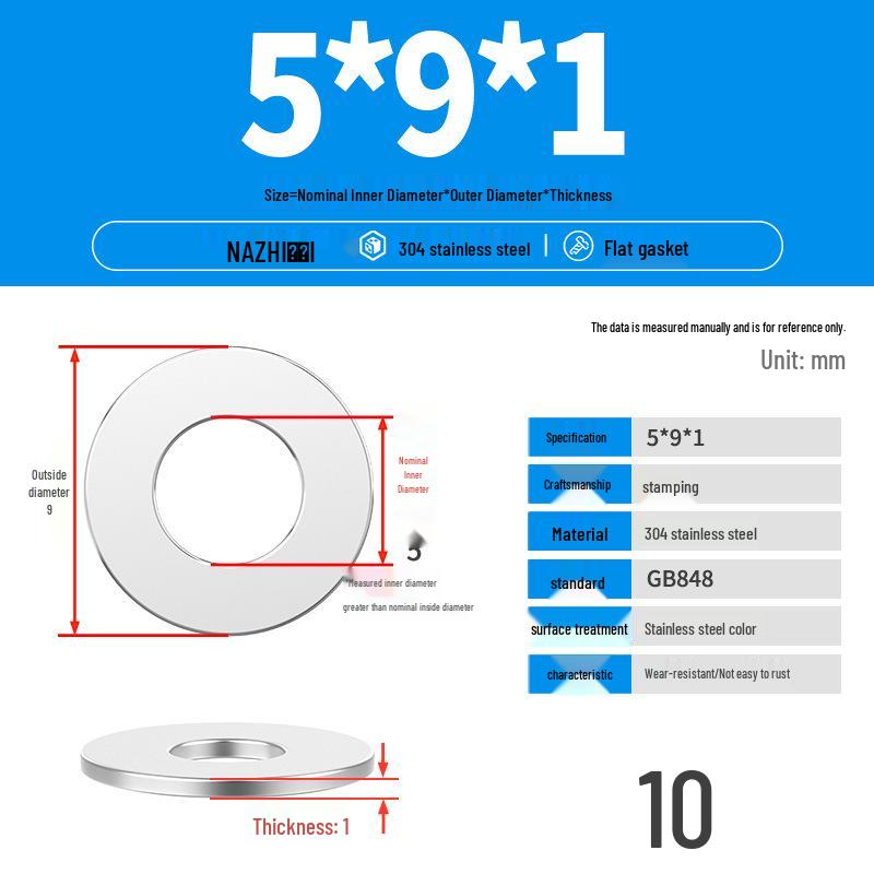 Thickened 304 Stainless Steel Flat Washer Spacer (M4-M8)