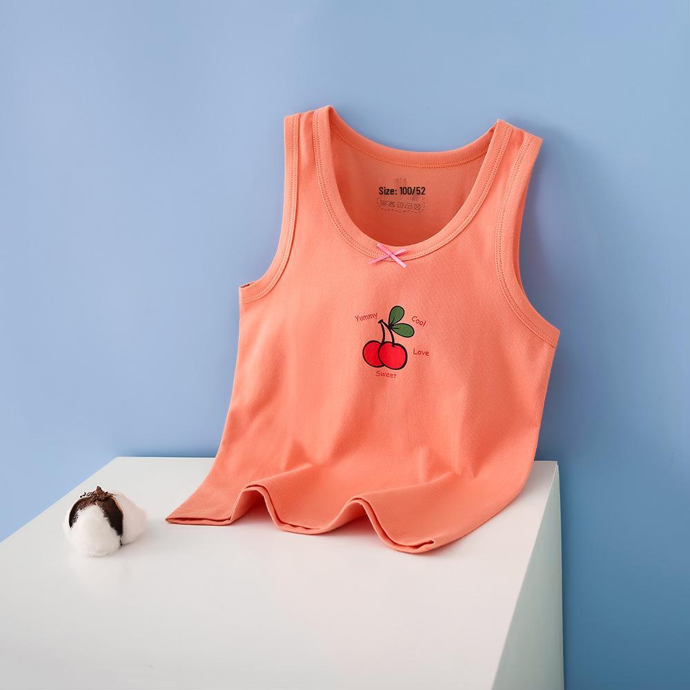 Summer Kids' Cotton Spaghetti Strap Vest - Colorful Base Layer for Boys and Girls