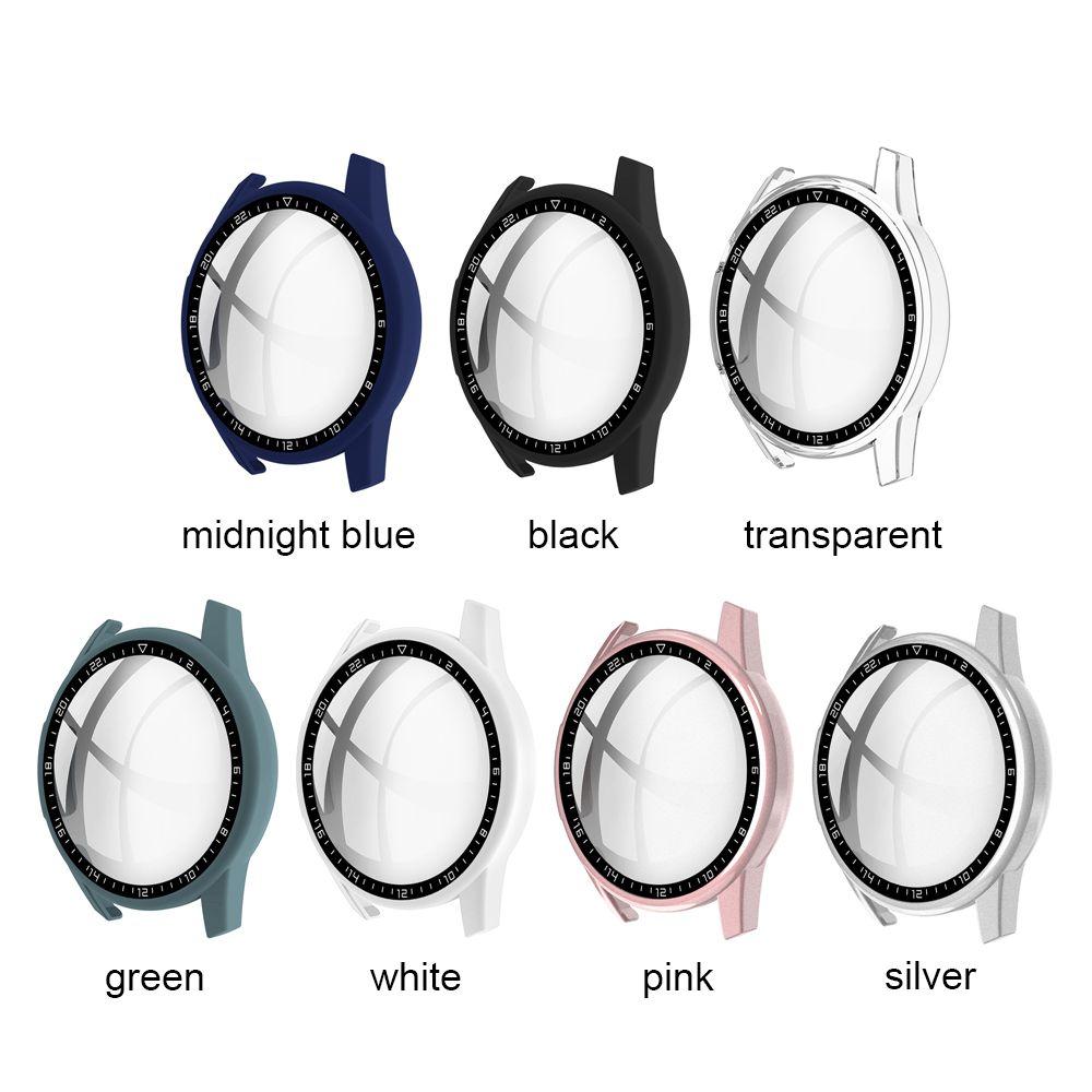 Full Coverage Screen Protector Frame Bumper Shell PC Tempered Glass Cover Dial Scale Protective Case For Huawei Watch GT 2 46mm