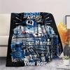 1PC Blue Diamond Emblem Custom Name Patterned Flannel Blanket Suitable For All Seasons For Home Decor Warmth And Comfort Gifts Holiday Present