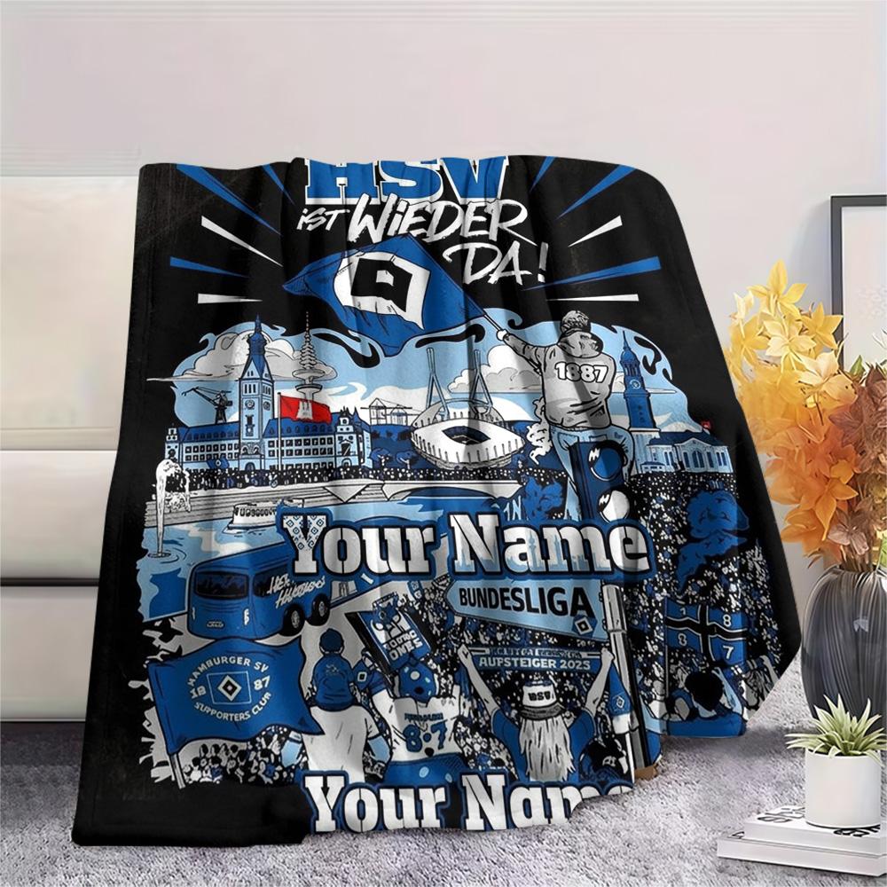 1PC Blue Diamond Emblem Custom Name Patterned Flannel Blanket Suitable For All Seasons For Home Decor Warmth And Comfort Gifts Holiday Present