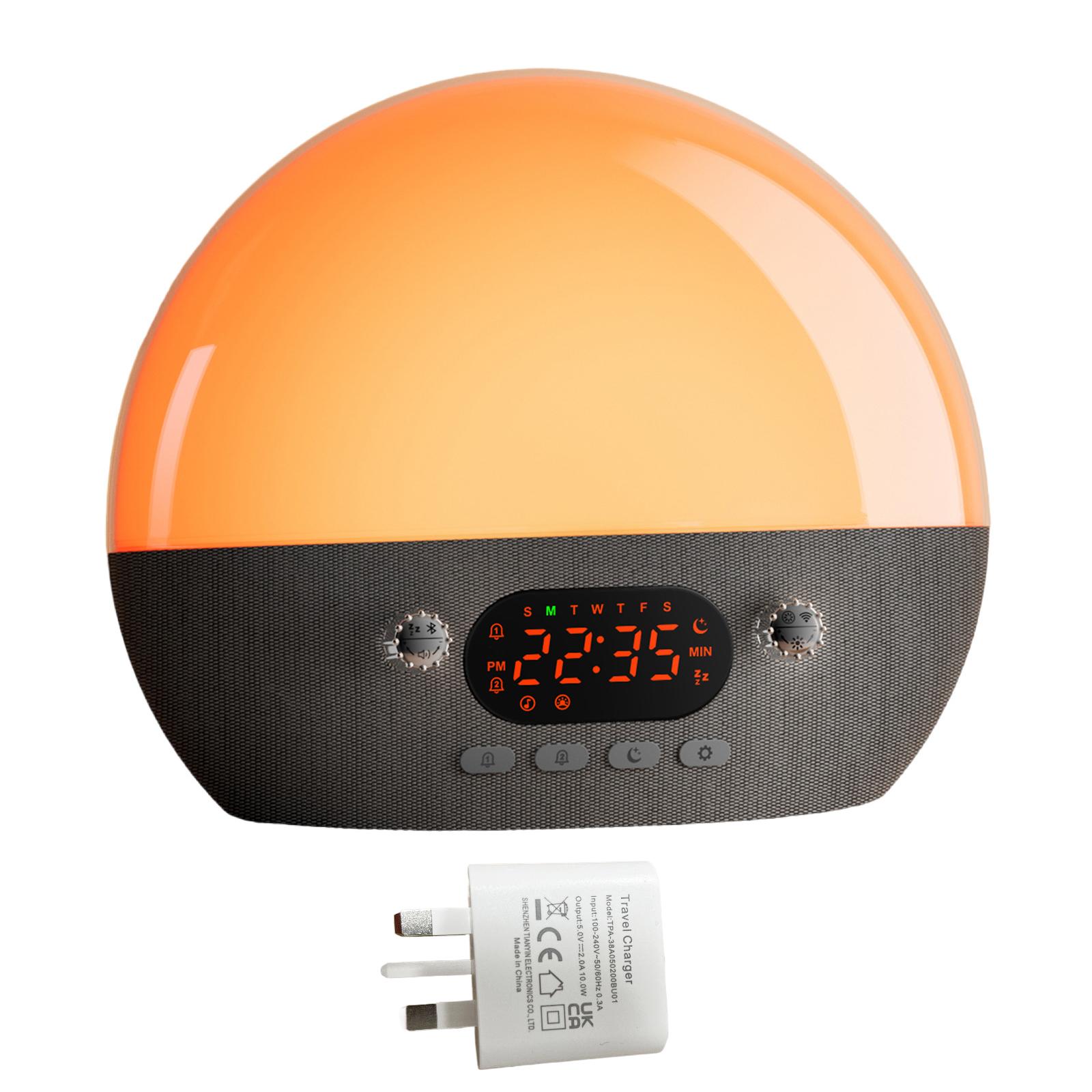 

Будильник с имитацией восхода солнца, машины с белым шумом и управлением через приложения, 11 успокаивающих звуков, ночник для мягкого пробуждения UK