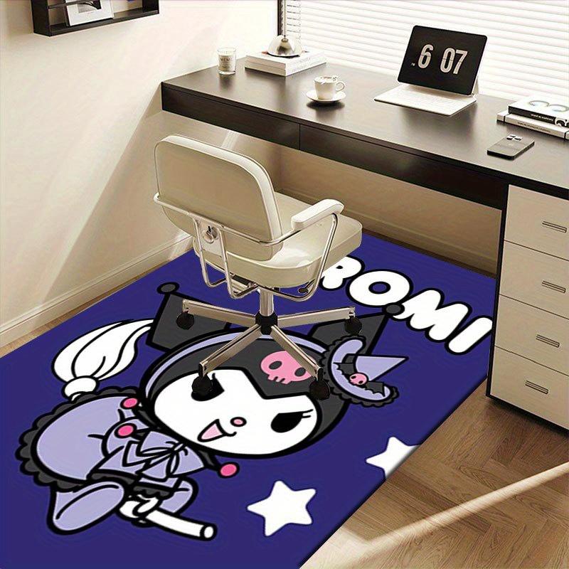 1pc Sanrio Kuromi Mermaid Printed Office Carpet Rectangle Rug Under The Table,Perfect Room Decor for Living Room, Bedroom, Kitchen, Non-slip Floor Mat