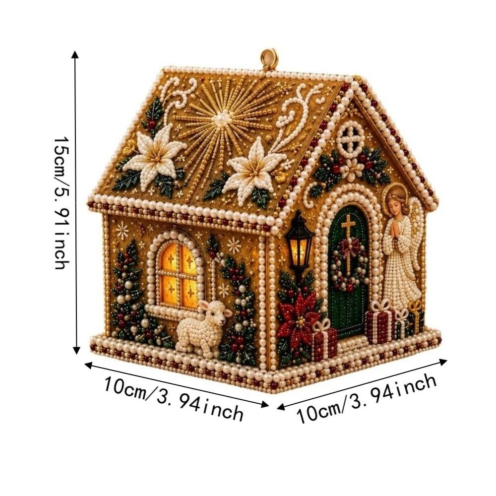 Pearl Bead Wooden House Craft Kit Wooden House DIY Pearl Bead Craft Set  Christmas Decoration