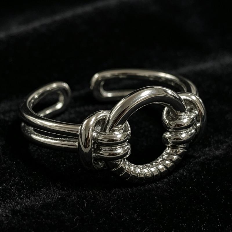 Eco-friendly Brass Silver Open Ring for Women, Japanese and Korean Lock Shape for Women, Versatile Tail Ring