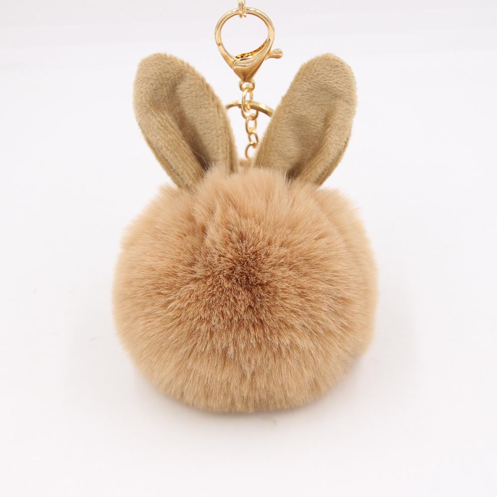 New Fluffy Keychain Pompom Rabbit Ear Toys Plush Rabbit Key Chain Fur Woman Bag Charms Keyring Car Pendant Holder Jewelry