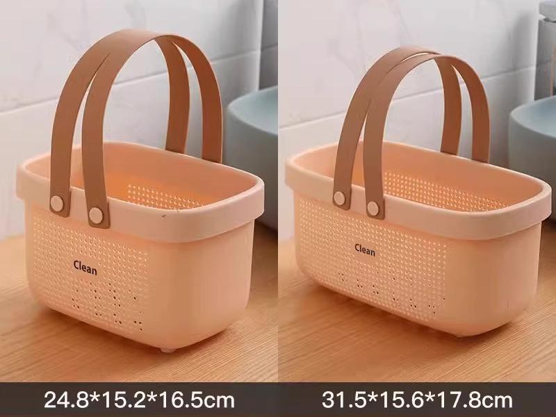 Portable Handle Bath Basket Plastic Mesh Basket Bathroom Shower Wash Bath Large Capacity Storage Basket Toilet Cleaning Supplies