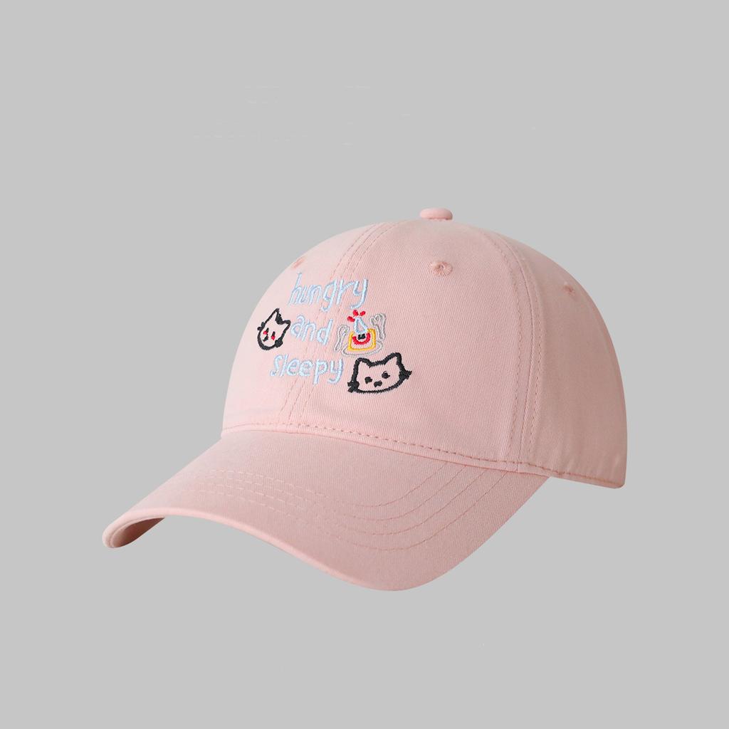 Spring and Summer Sweet Macaron Color Baseball Hat for Women Korean Version Sunshade Cartoon Cute Kitten Sunshade Baseball Hat