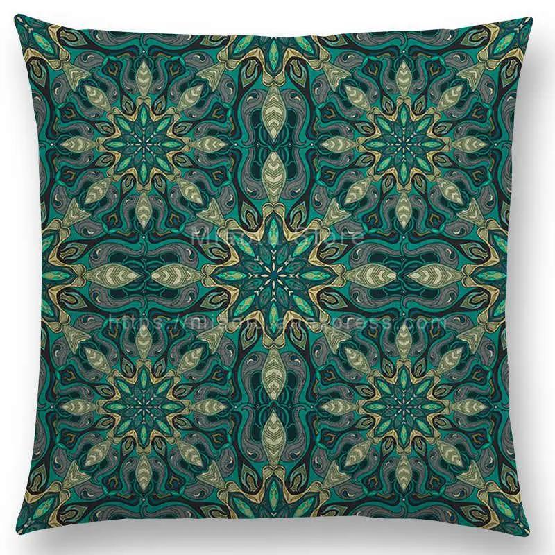 Boho Colorful Flowers Abstract Ethnic Floral Pillow Case Mandalas Pattern Design Vintage Patchwork Retro Cushion Cover