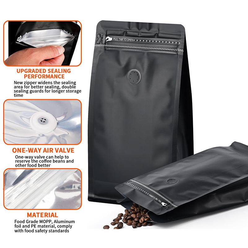 50Pcs Coffee Stand Up Pouch With Valve &Ziplock Pulltab Ground Coffee Beans Nutdried Tea Leaf Mga Pouches Ng Kap