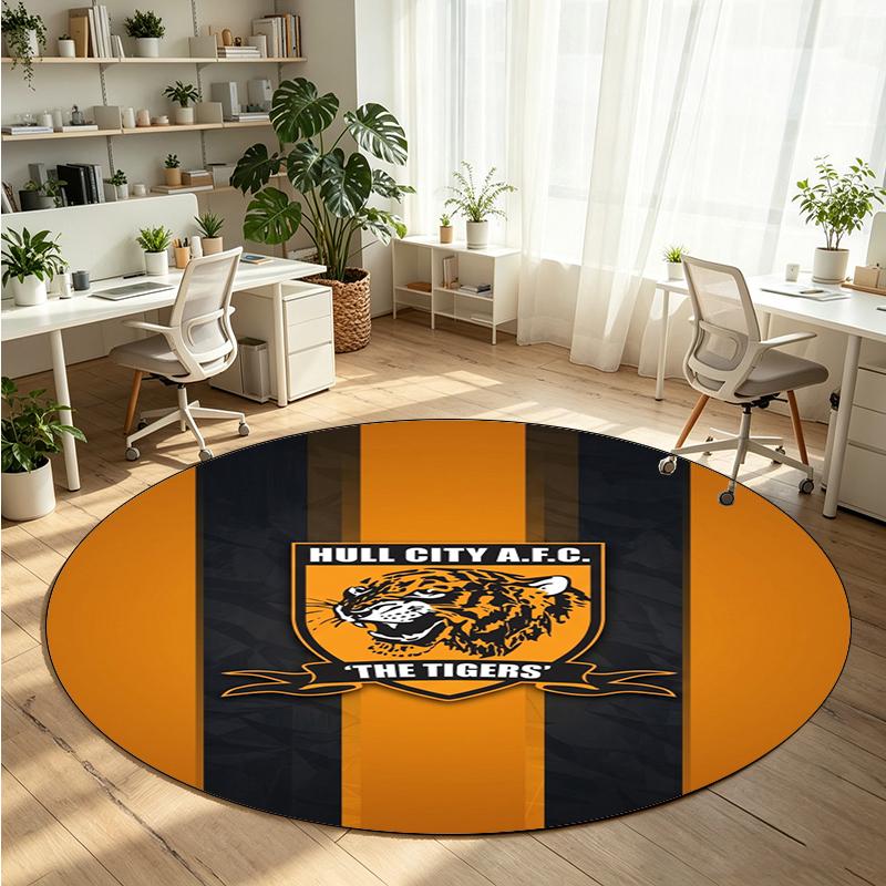 Hull FC Printed Round Crystal Velvet Rug Soft Non Slip Floor Carpet For Bedroom Holiday Gift