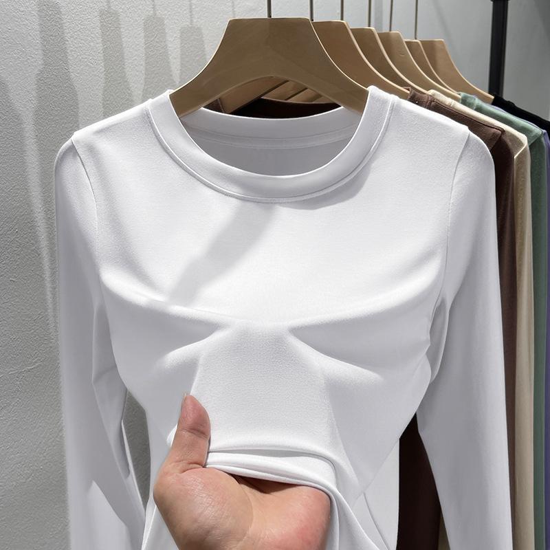 

Модальная базовая футболка женская черная с круглым вырезом летняя новая футболка с длинным рукавом и тонким верхом XXXL белый