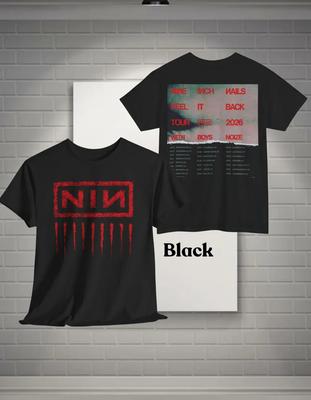 Nine Inch Nails Abbigliamento Tour Concerti 2026 T-Shirt Unisex Bicolore Tutte le Taglie