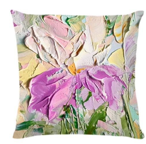 Art Oil Painting Floral Print Home Decor Pillowcase Bedroom Living Room Sofa Decoration Polyester Cushion Cover With Zipper