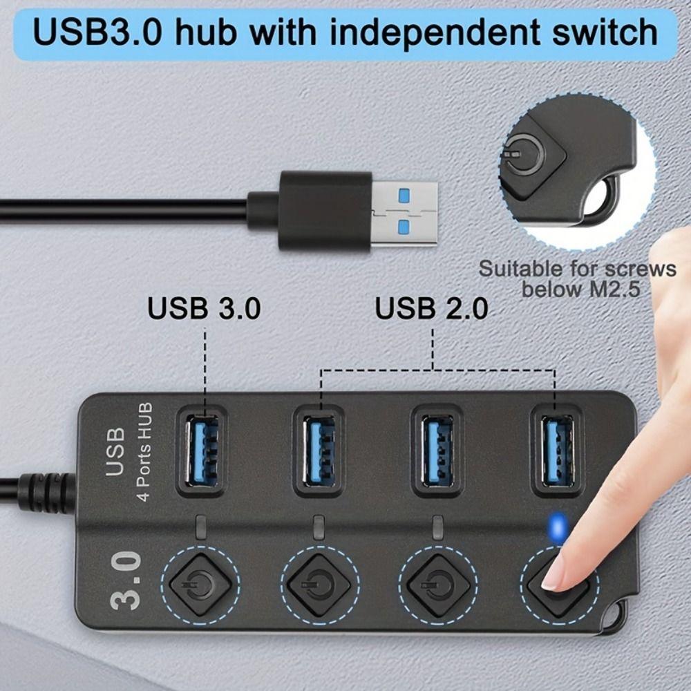 With Switch USB 3.0 Hub 5Gbps High Speed Multiple Expander Hub Multi USB Splitter  Docking Stations