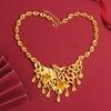 New Vietnamese gold-plated wedding necklace set, vintage ethnic style phoenix necklace for women, gold-plated and long-lasting