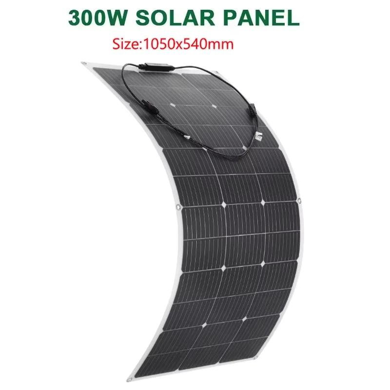 

600 Вт 300 Вт Портативный Гибкий Комплект Солнечной Панели Монокристаллические Ячейки Уличное Зарядное Устройство для Кемпинга Яхты Уличного Освещения Аварийного Автомобиля