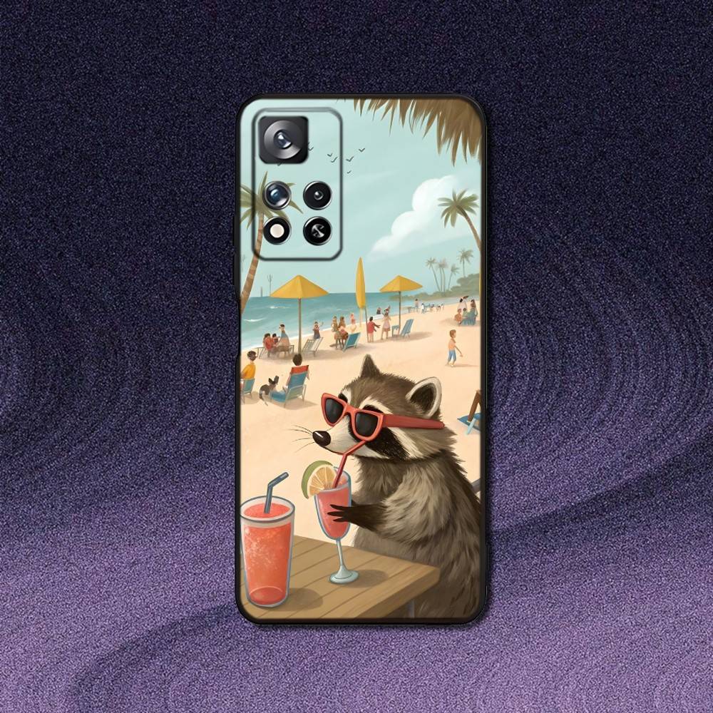 

Raccoon Cute Cool Phone Case For Samsung S21,FE,S21 ,S26,S25,S24,S23,Ultra,S9,S22,Plus Black Shockproof TPU Samsung S24fe