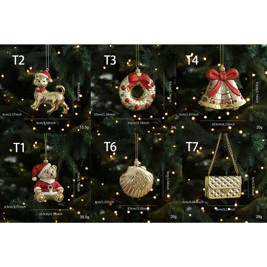 Christmas Tree Decoration Shimmering ABS Tree Hanging Ornament for Door Mantels Wreath Winter Holiday Party Decoration