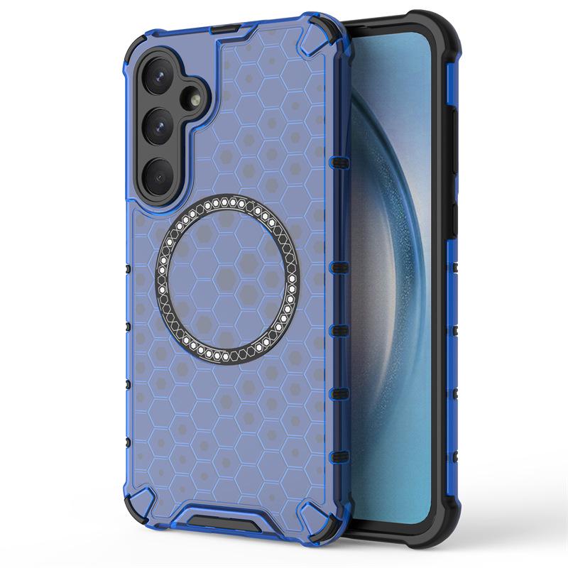 Samsung A55 Transparent Heat Dissipation Protective Case with Honeycomb Magnetic Design for S26 Ultra S23FE синий