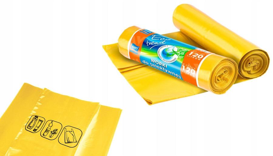 Yellow plastic garbage bags for segregation 120L