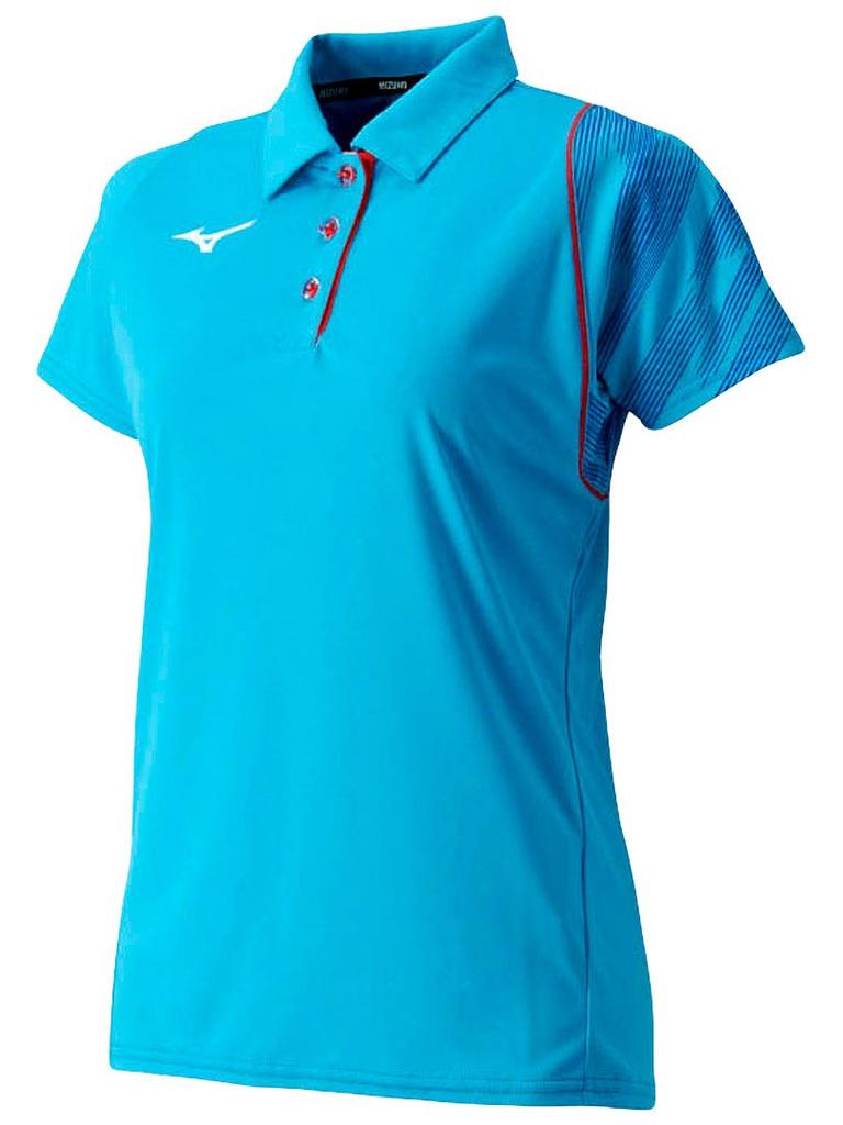 Mizuno Blue Atoll Tennis Game Short Perfect for Club and Soft Size Size S Women's Shirt, Sleeve, Moisture-Wicking, Quick-Drying, Stretch, Activities,