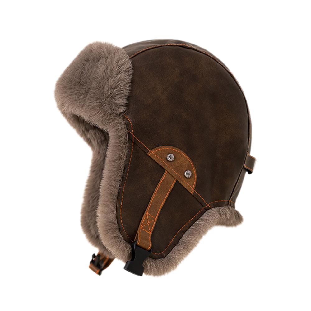 Plush Cold-Proof Ear-Covering Hat Fleece-Lined Thick Windproof Ski Hat Motorcycle Hat Winter
