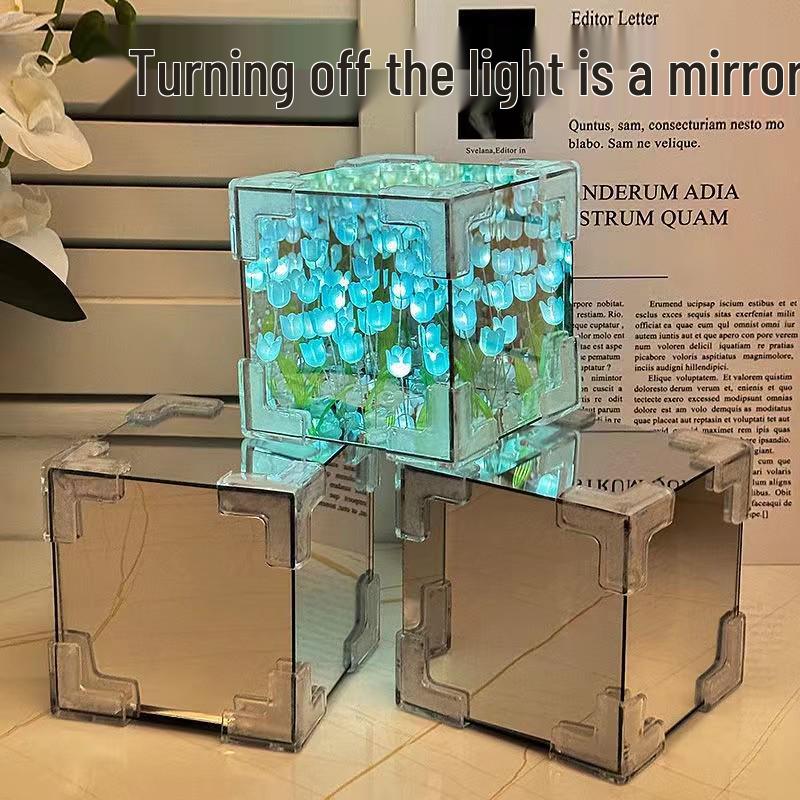 Creative 3D Tulip Night Light Rubik's Cube - Handmade Gift for Girlfriend, Birthday, or Valentine's Day