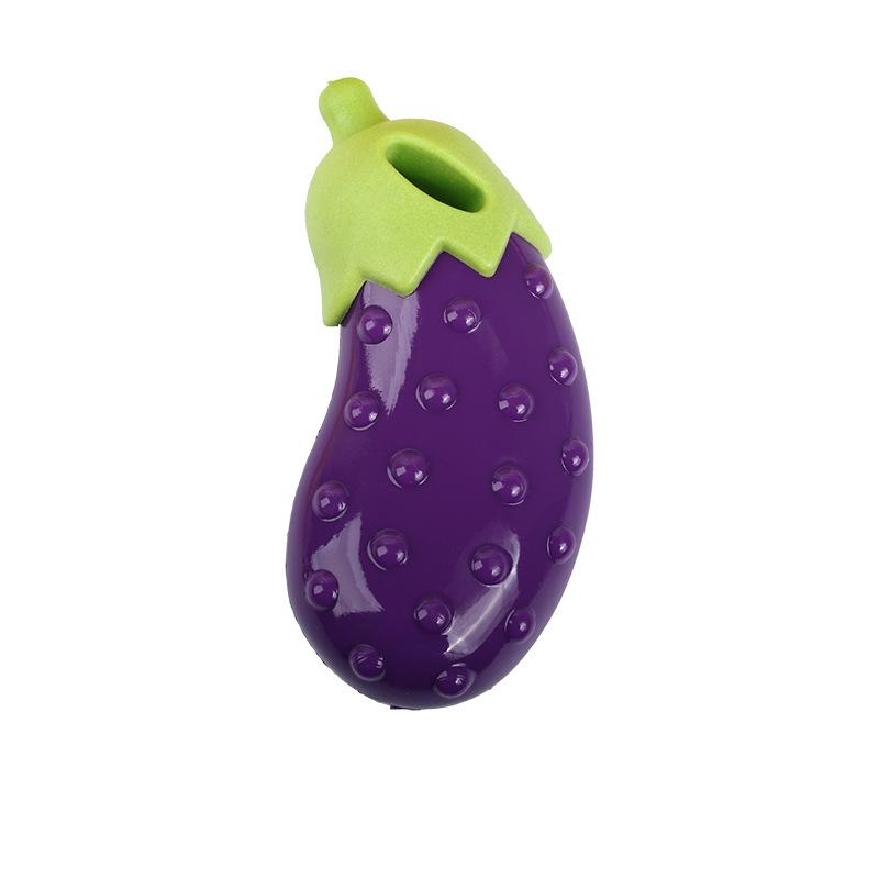 Dog Chewing Toy Bite-resistant Silicone Rubber Sound Toy Dog Speaky Toy Simulated Eggplant Dog Accessories