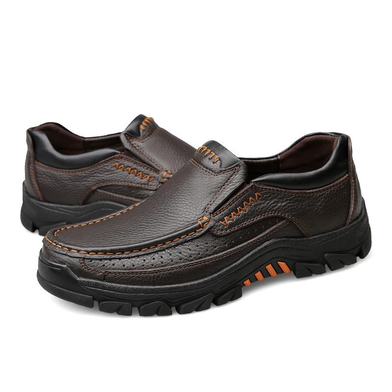 Genuine Leather Shoes, Men's Loafers, Soft Cowhide, Men's Casual Shoes , Men's Shoes, Black Brown, One Foot Thick Sole