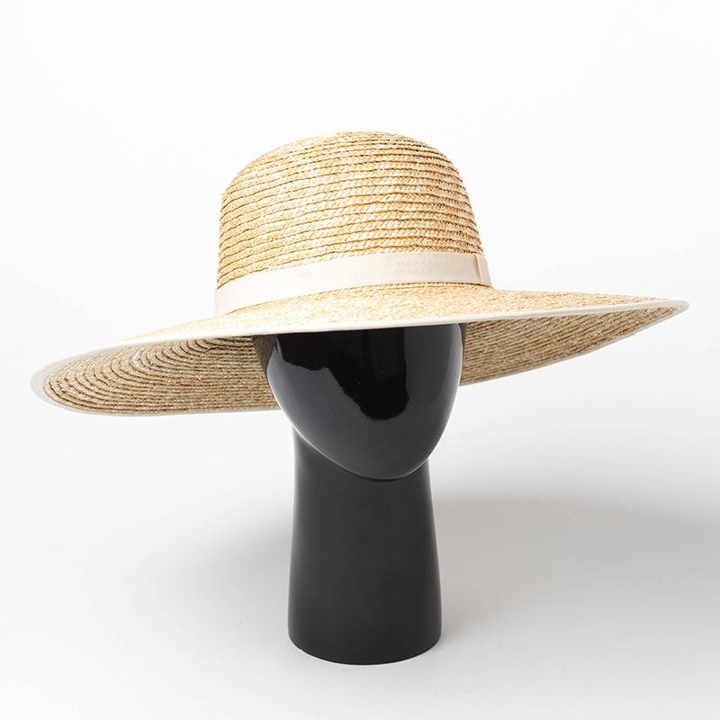 Spring and Summer New Dome Hemming Big Eaves Straw Straw Hat Outdoor Travel Sunscreen Sunshade Beach Big Edge Straw Hat