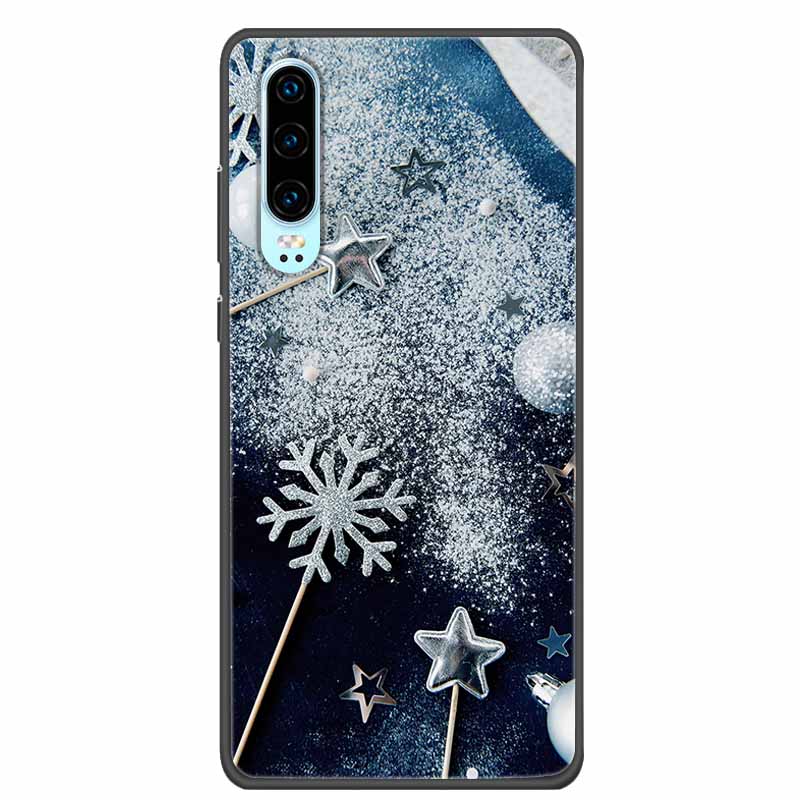 Christmas Phone Cases For Huawei P30 Pro P30 lite Case Black Silicone TPU Soft Cover For Huawei P30 Pro Santa Claus Bumper Funda