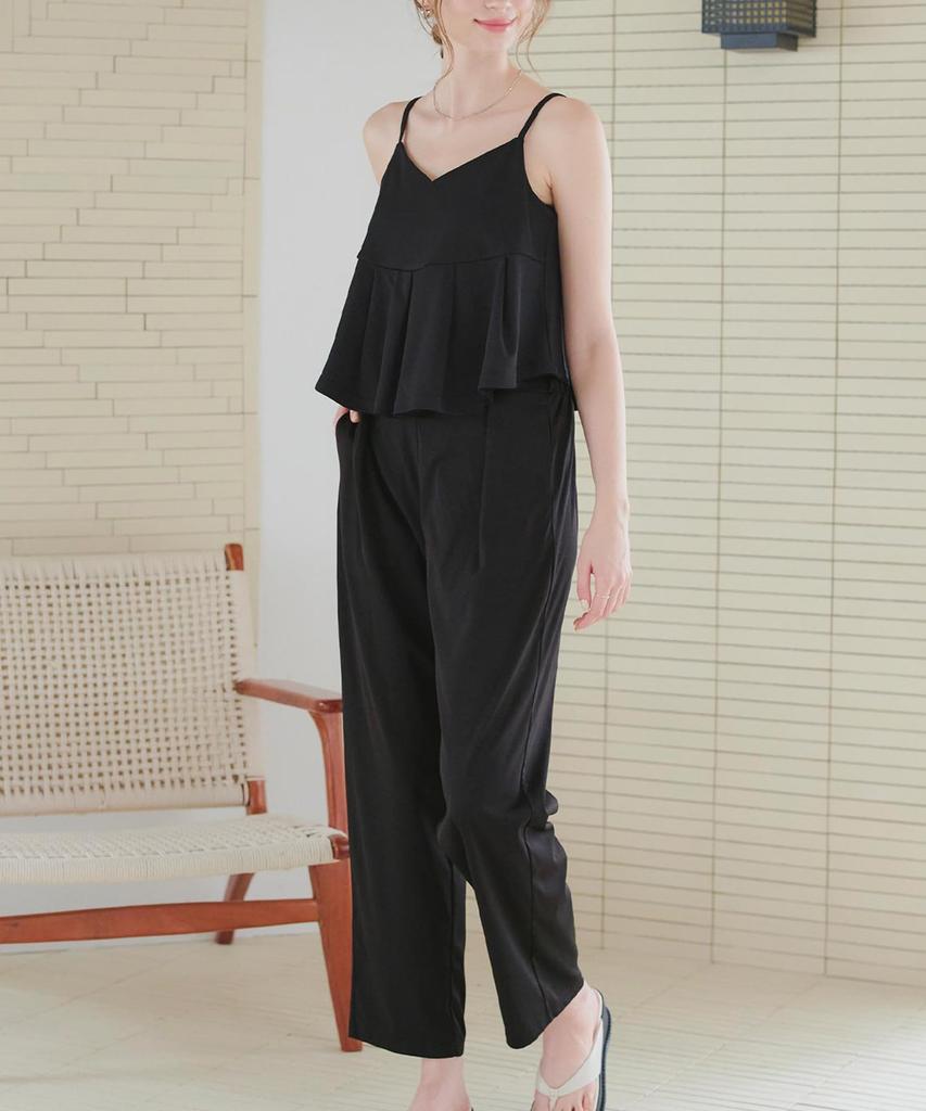 Ensemble Top Plissé Sans Armatures et Bikini DDXM0557 Femme Taille Moyenne Noir