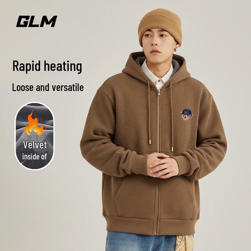 

GLM Men s 2025 Fall/Winter Fleece Lined Hooded Cardigan M