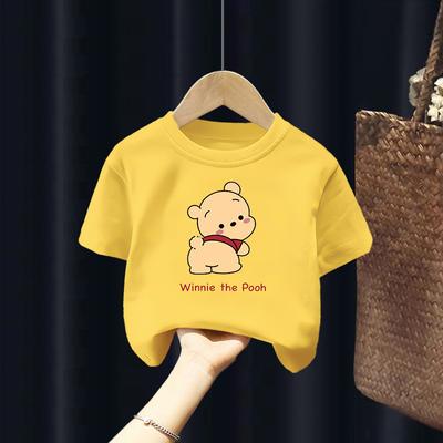 Dětské tričko s krátkým rukávem Bear Summer Style Cartoon Top Košile s volným dnem pro velké, střední a malé děti