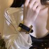 Silver Belt Buckle Leather Bracelet Golden Women Open Bangle Exaggerated Metal Bangle  Versatile