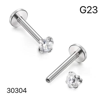 Piercing per Labbra/Naso in Titanio G23 Zircone Rotondo con Design a Quattro Griffi