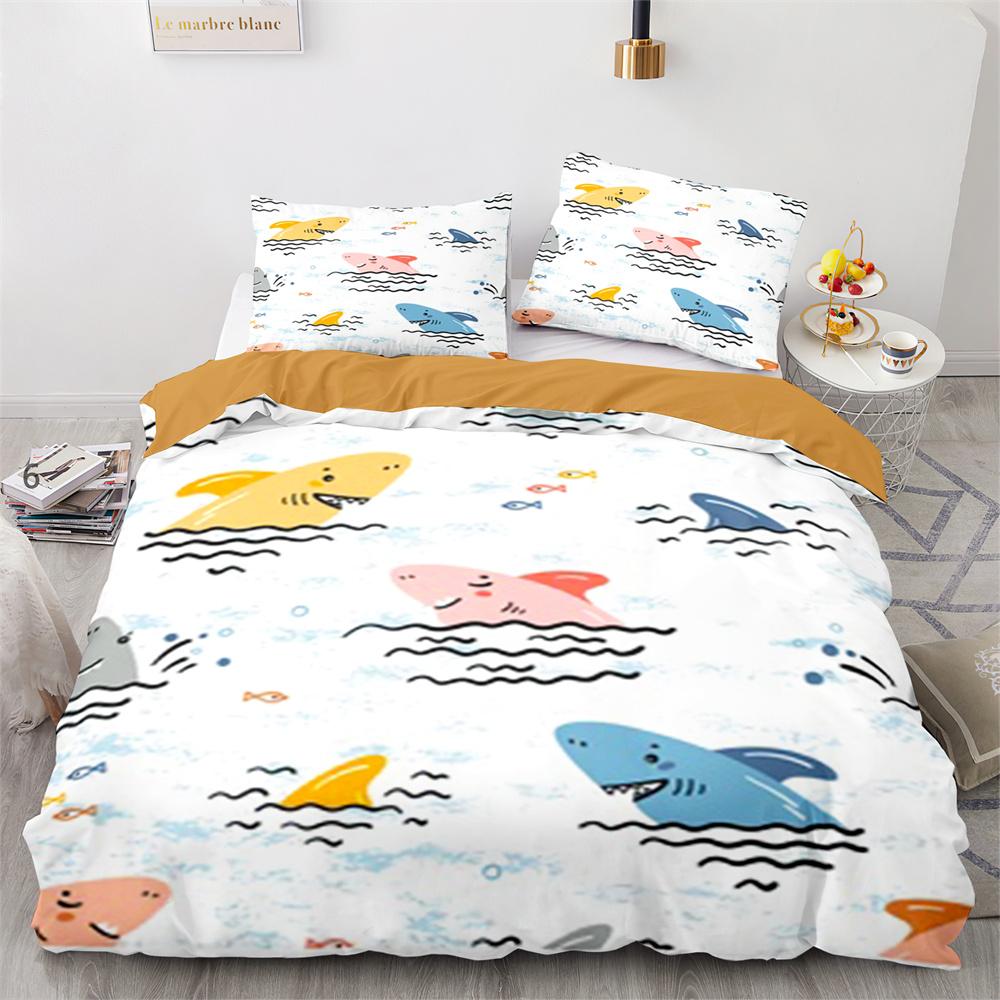Комплект пододеяльника Акула Мультяшный узор с морскими животными Милый Кавайный — фото 22