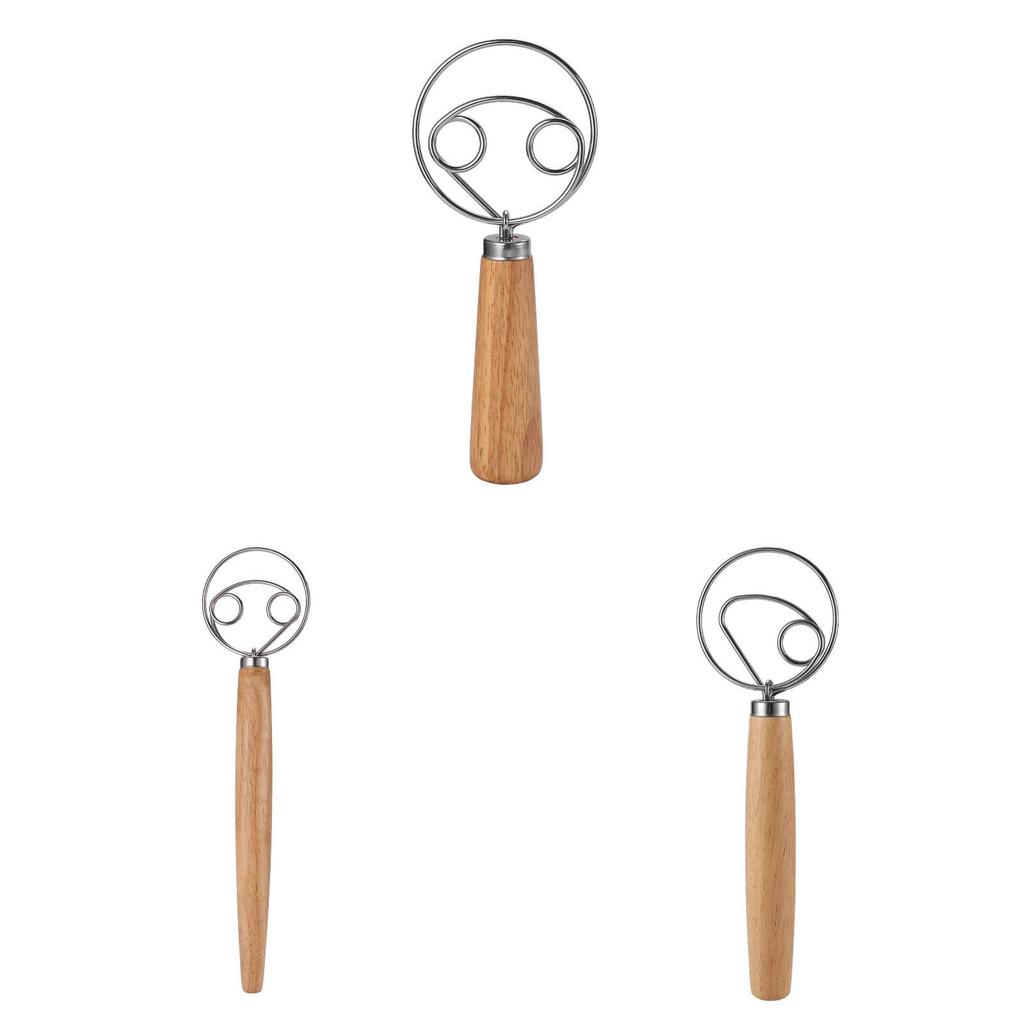 Modern Simple Wooden Egg Beater With Stainless Steel Mixing Rod For Kitchen Daily Use